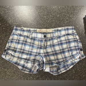 Hollister Blue and White Plaid Women's Shorts